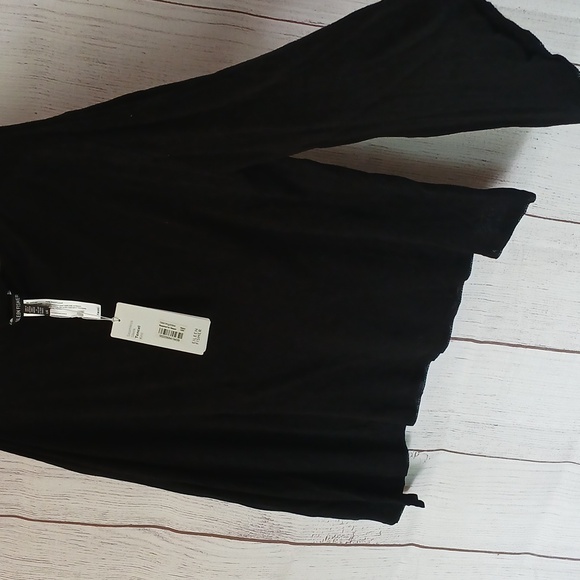 Eileen Fisher NWT black bell sleeves bateau neck top size large - Picture 9 of 10